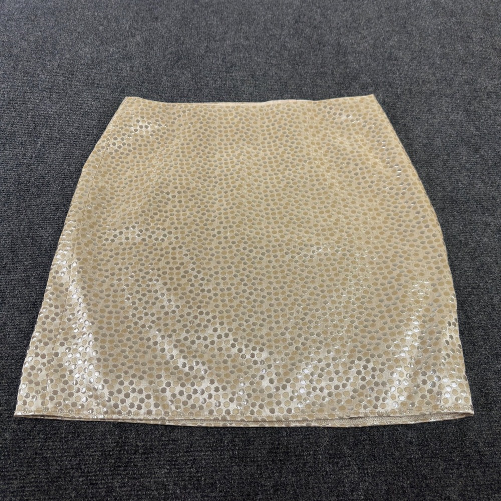 Sevier Skirts Metallic Silver Gold Honeycomb Dot Mini Skirt Lined Size Large